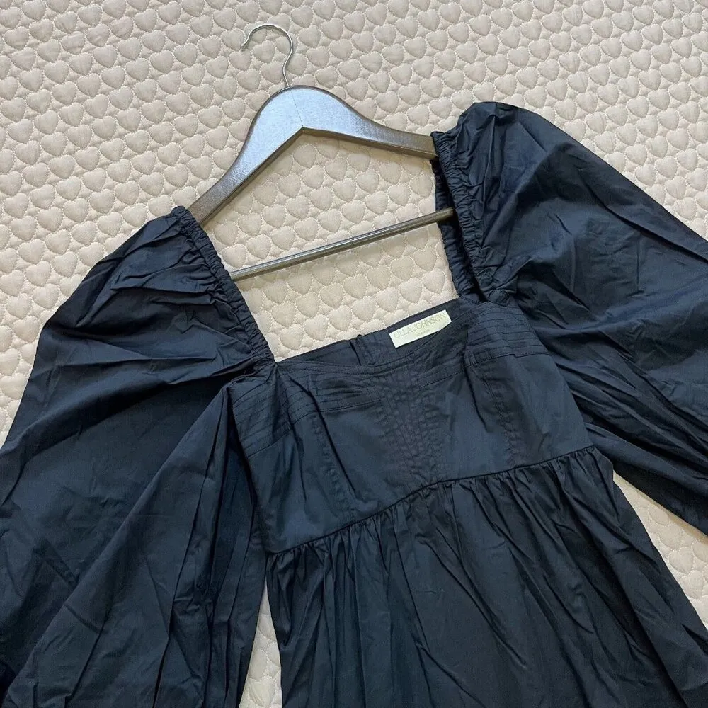 NWOT Ulla Johnson Alita Fully Pleated Mini Dress Black Size 4 Cotton - Image 3