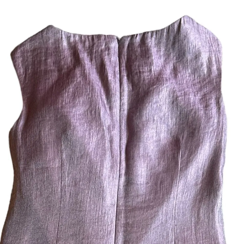 Suzi Chin for Maggy Boutique Purple Sheath Dress Shimmer Sleeveless Ruffle Small - Image 7