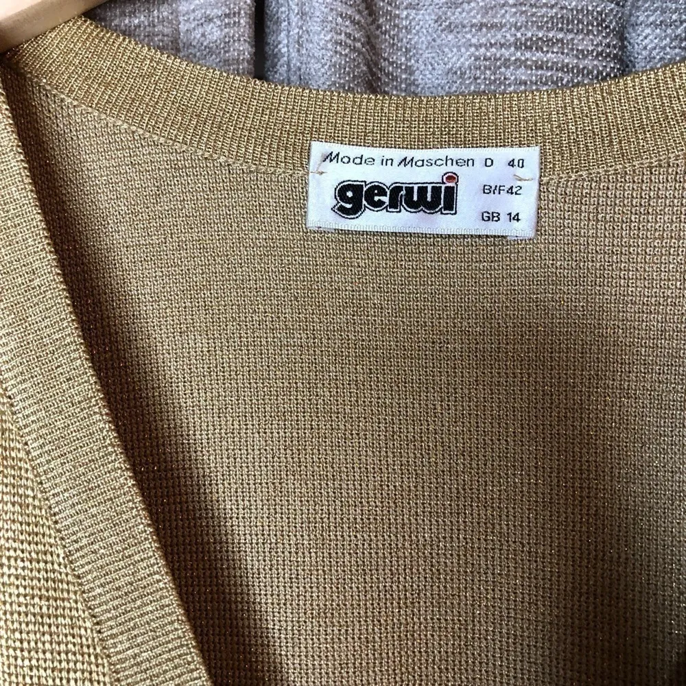 Vintage Gerwi Gold Metallic Button Down Front Sweater Vest Size 14 - Image 4