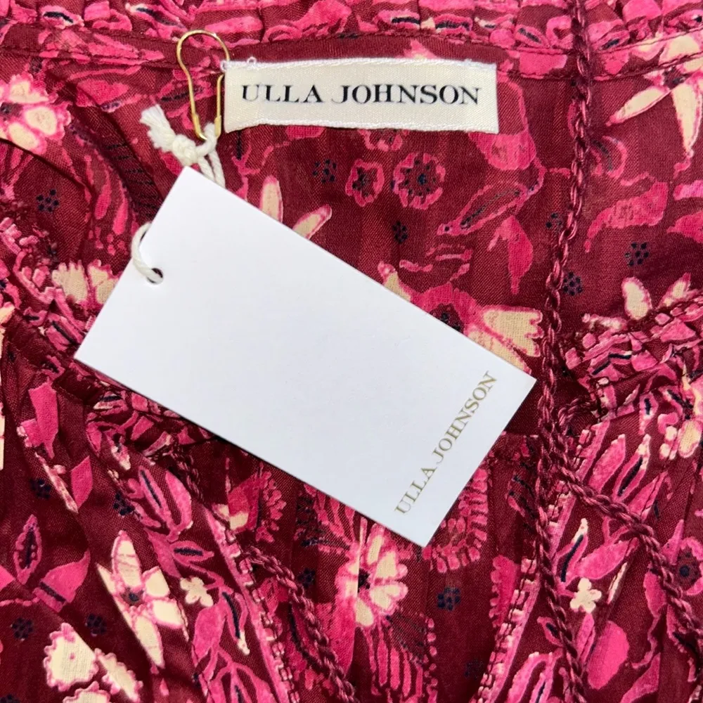 ULLA JOHNSON Delphine Burgundy Floral Printed Scoop Neck Jumpsuit Size 2 NEW - Image 7