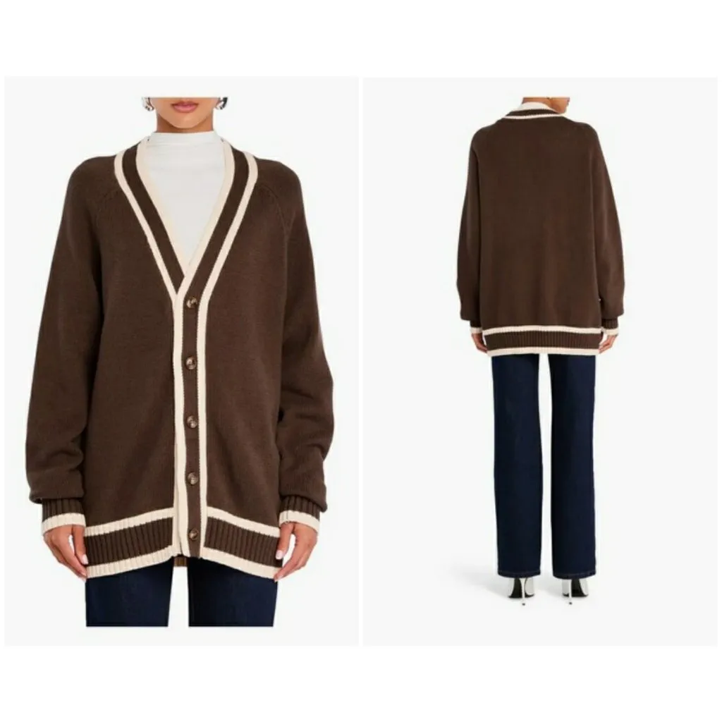 💕RETROFETE💕 SEROYA Aiden Knit Cardigan ~ Ash Brown Large L NWT - Image 8