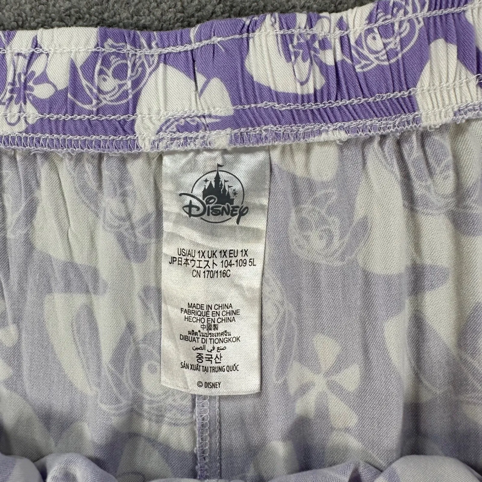 Disney Store Lilo & Stitch Pajama Shorts Lounge Women's 1X Purple/White Elastic - Image 3