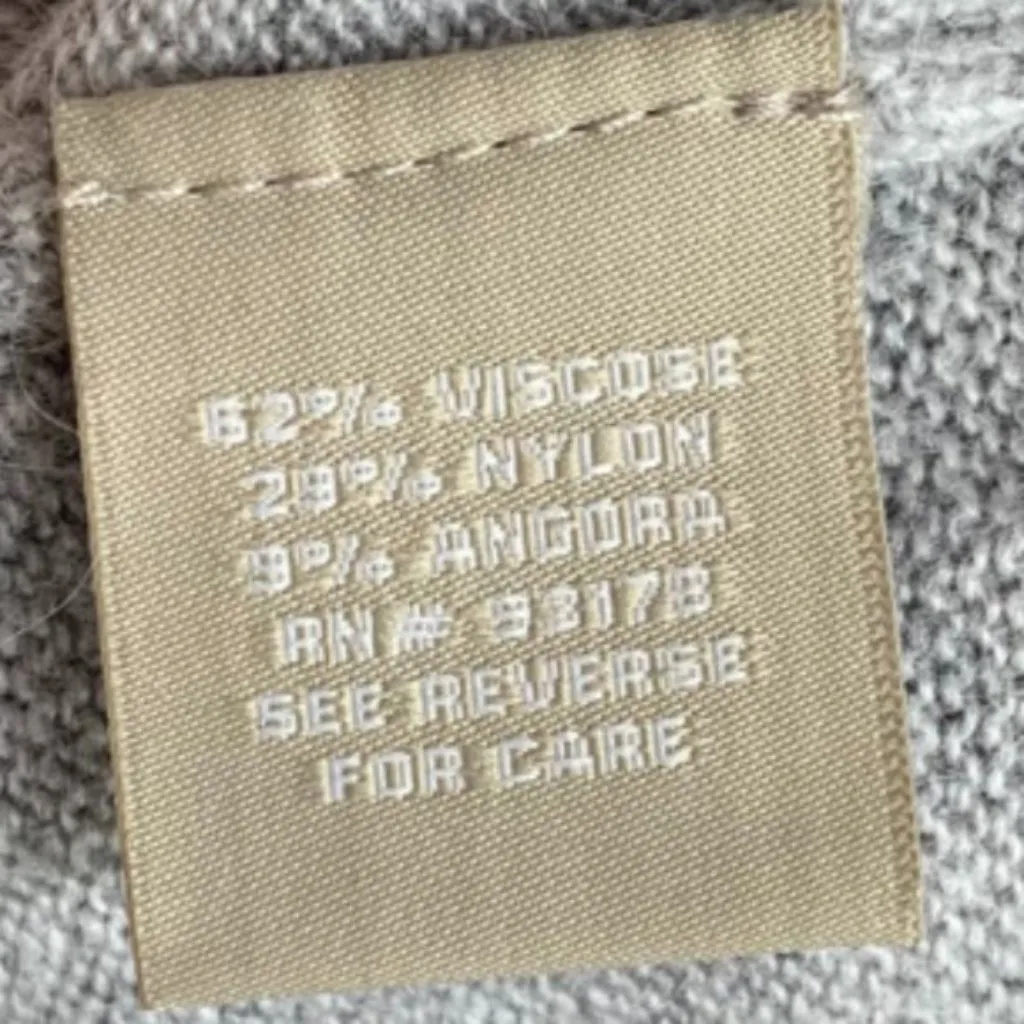 JOAN VASS Gray Sheer Panel V-Neck Long Sleeve Sweater - Image 4