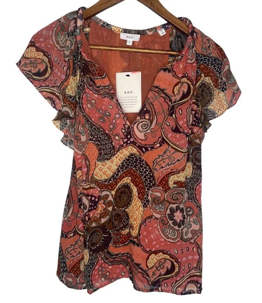 A.L.C. June Silk Short Sleeve Blouse - Image 4