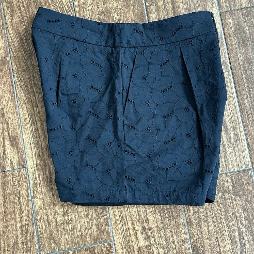 A New Day Women's High-Rise Pleated Eyelet Cotton Short Black Size 6‎ Cottage - Image 3