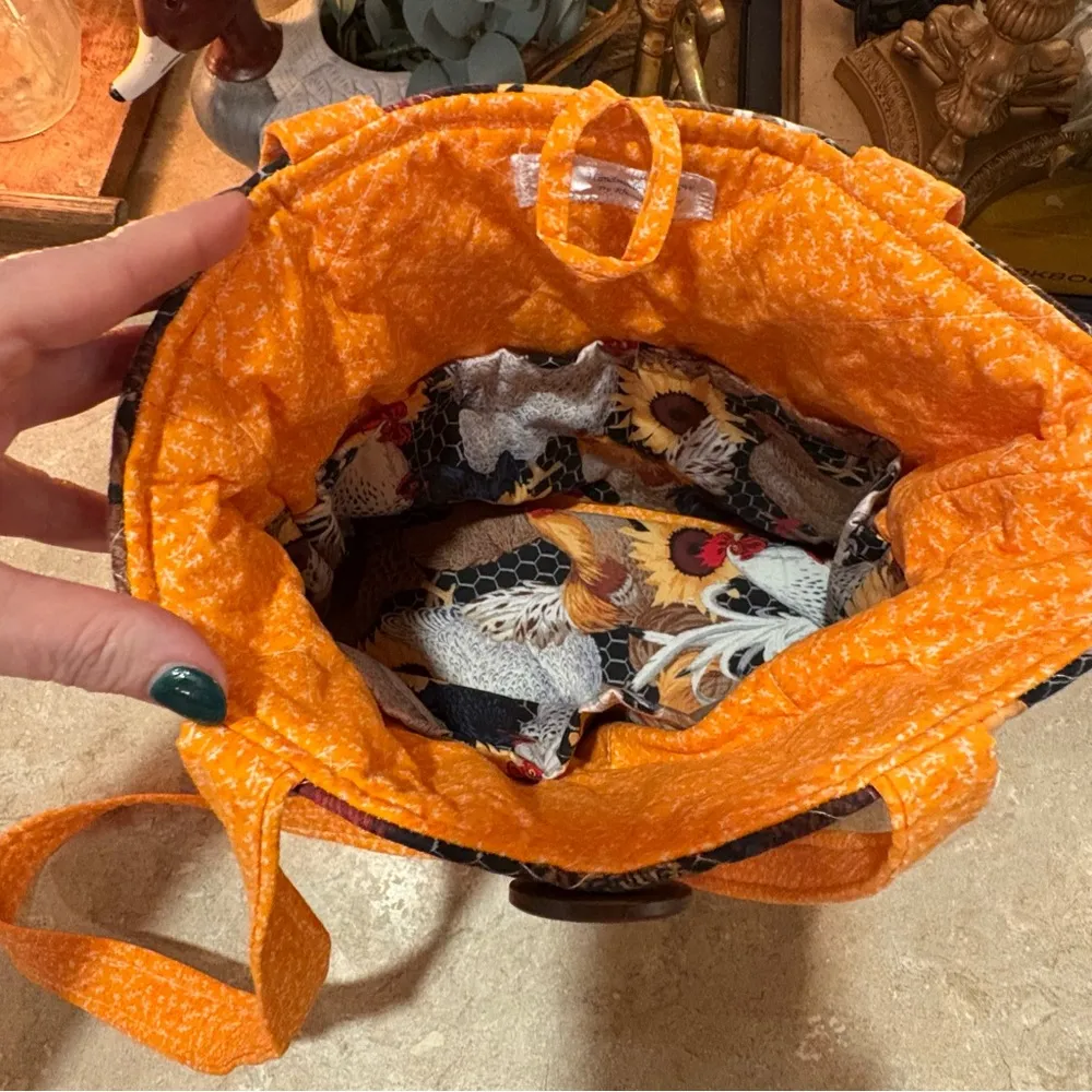Handmade Rooster And Chicken Print Shoulder Bag - Image 8