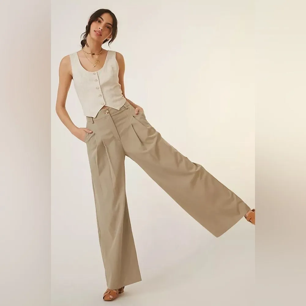 NWT Anthropologie Amadi Pleated Wide Leg Trousers Pants Size XL Petite - Image 3