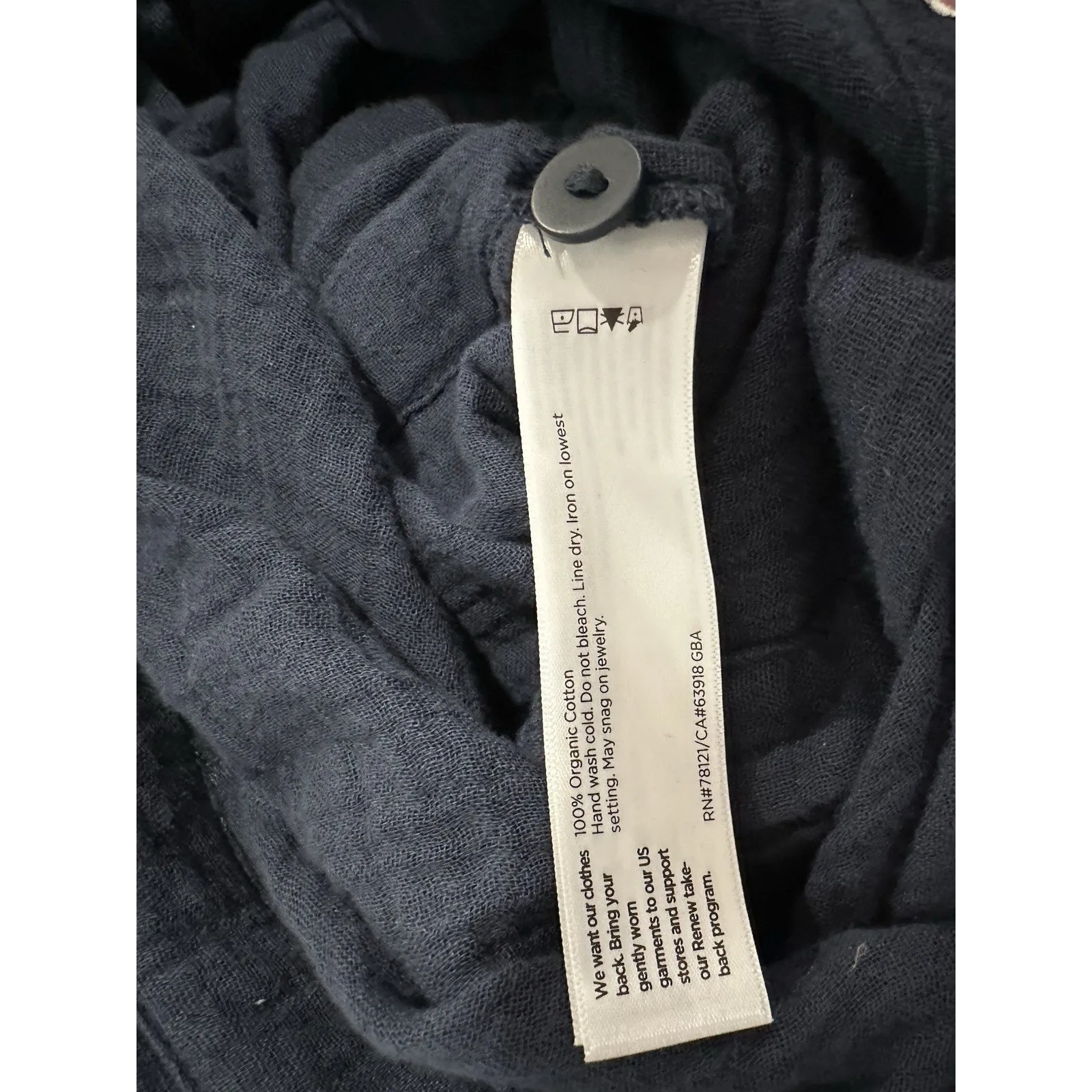 Eileen Fisher Cotton Gauze Navy Blue Short Sleeve Jumpsuit XS - Image 7