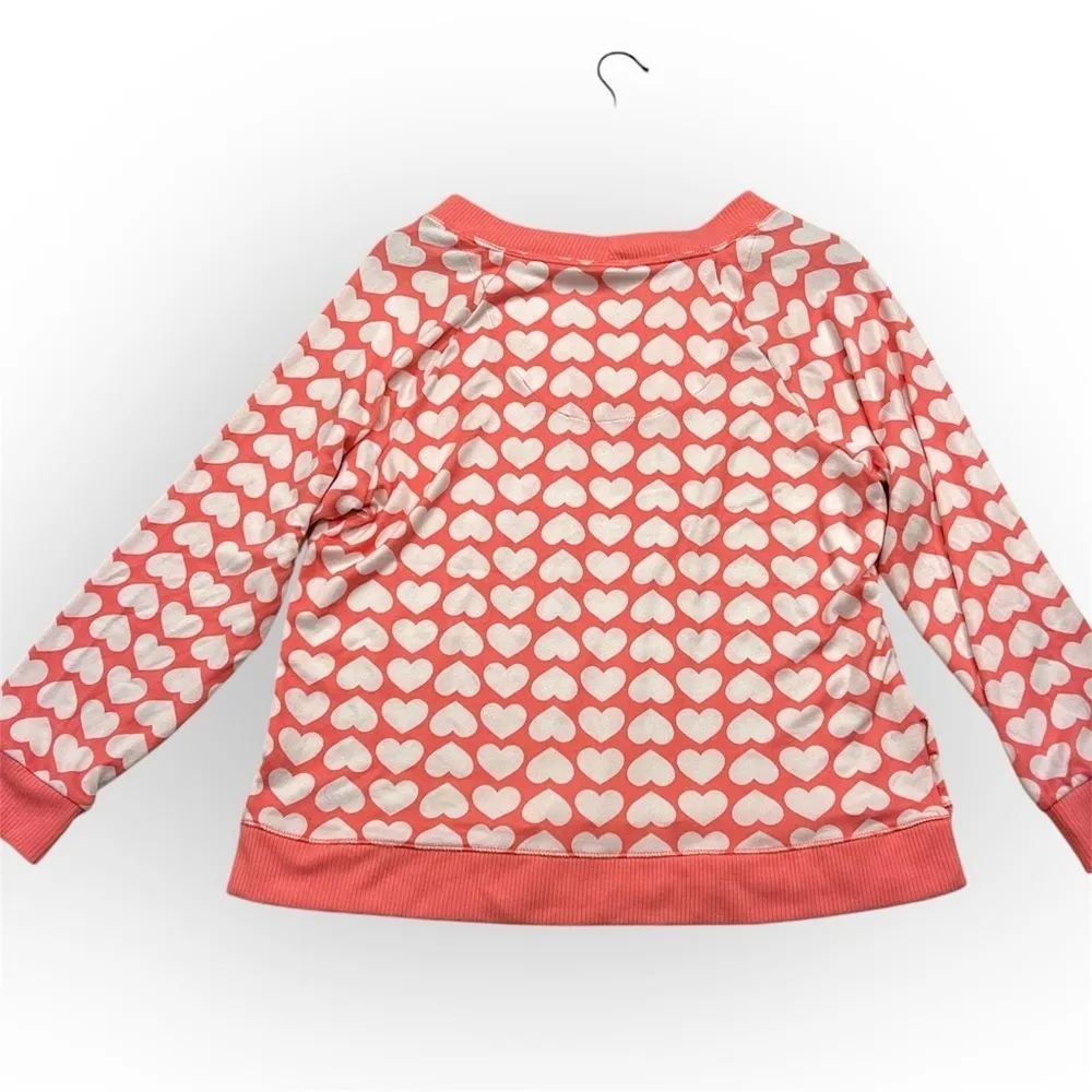 Kate Spade supersoft hearts lounge pullover, knit, Vneck pullover, oversized M - Image 4