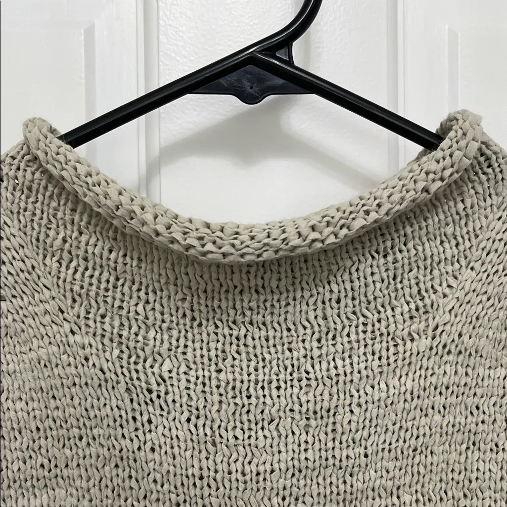 Anthropologie Textured Chunky Knit Tank Top w/ Rolled Trim in Oatmeal - Size Med - Image 4