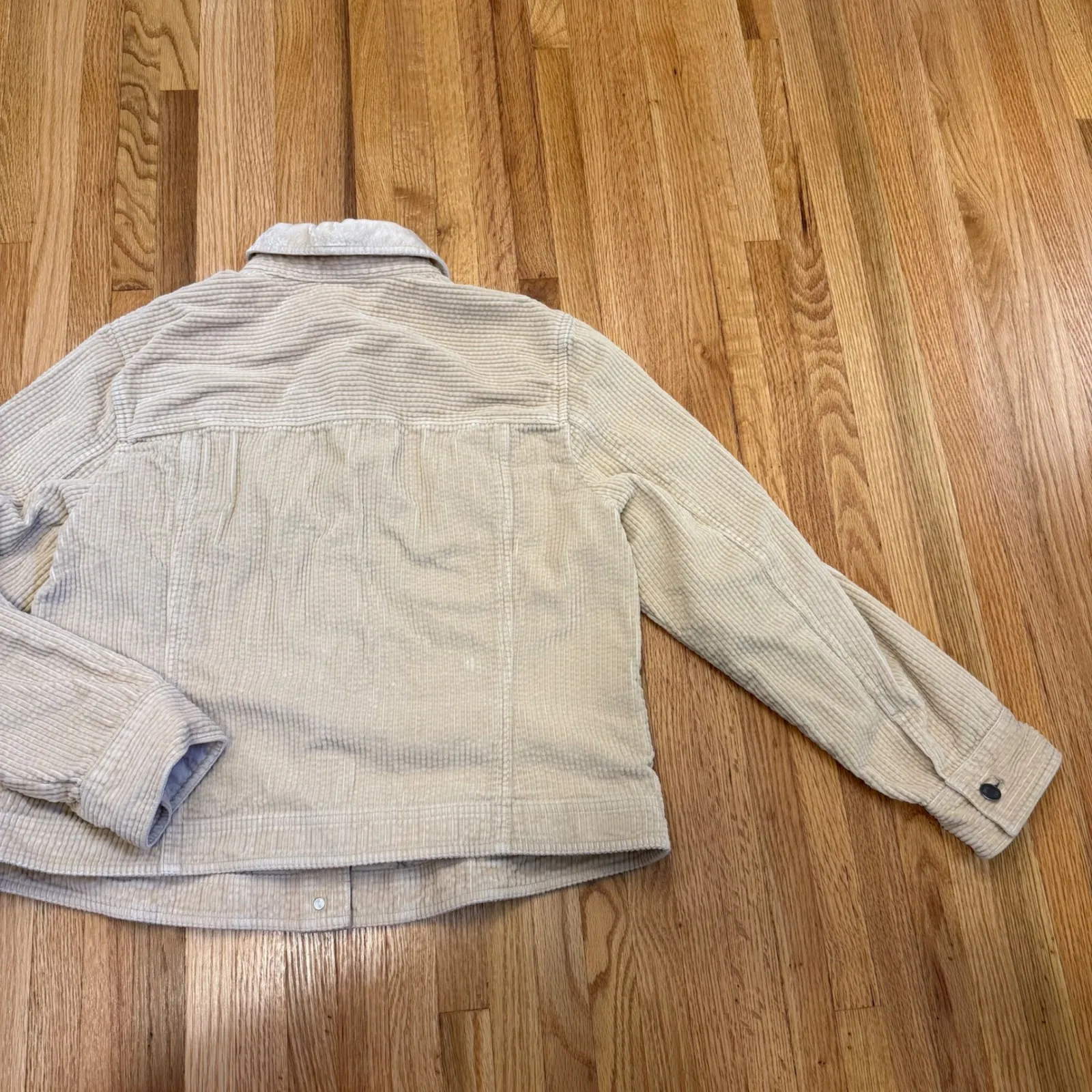 J.‎ Jill Beige Corduroy Button Front Jacket Velvet Collar Women's L 100% Cotton Tan Size L - Image 6