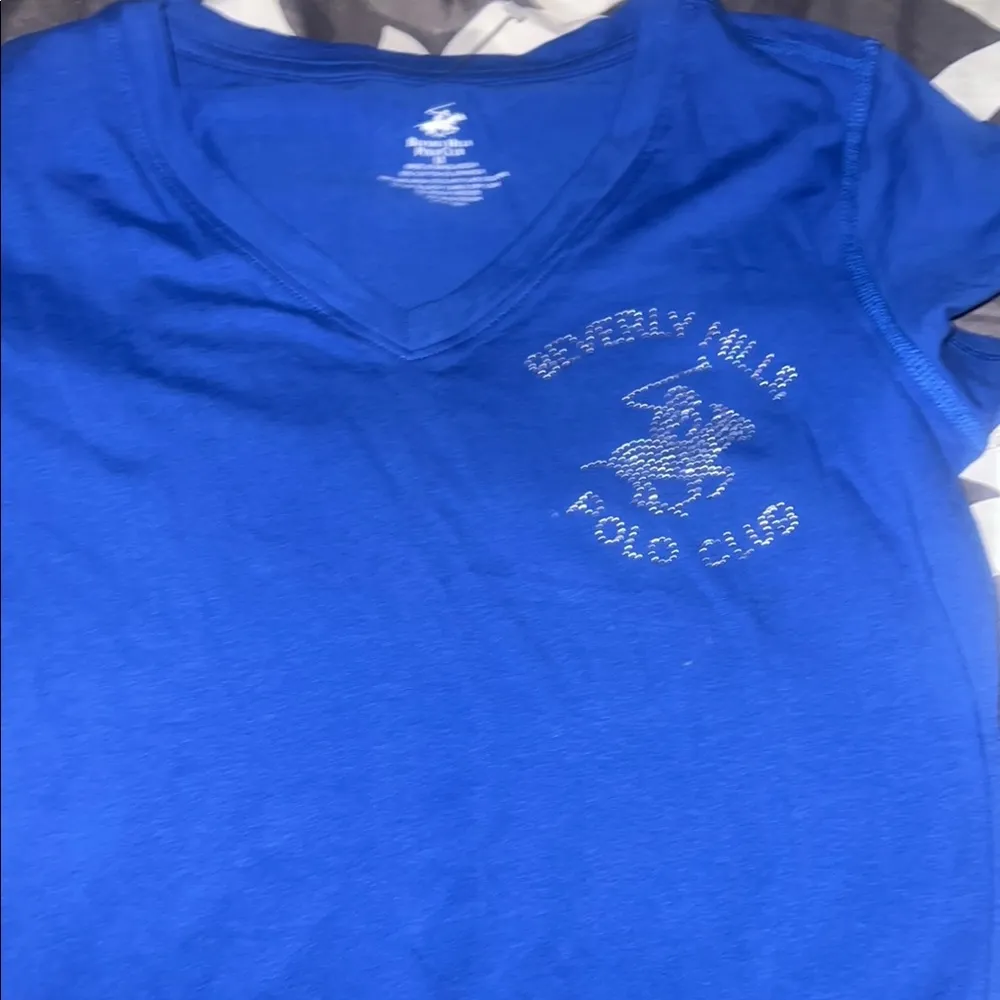NEW M Beverly Hills Polo Club Blue V-Neck T-Shirt - Image 3