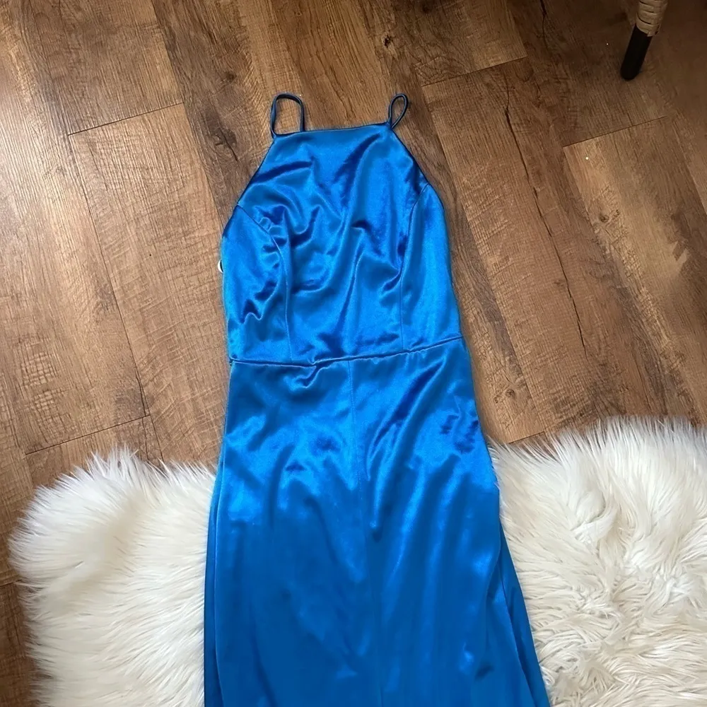 LULU’S Utterly Unforgettable Royal Blue Satin Sleeveless Mxi Dress - Image 6