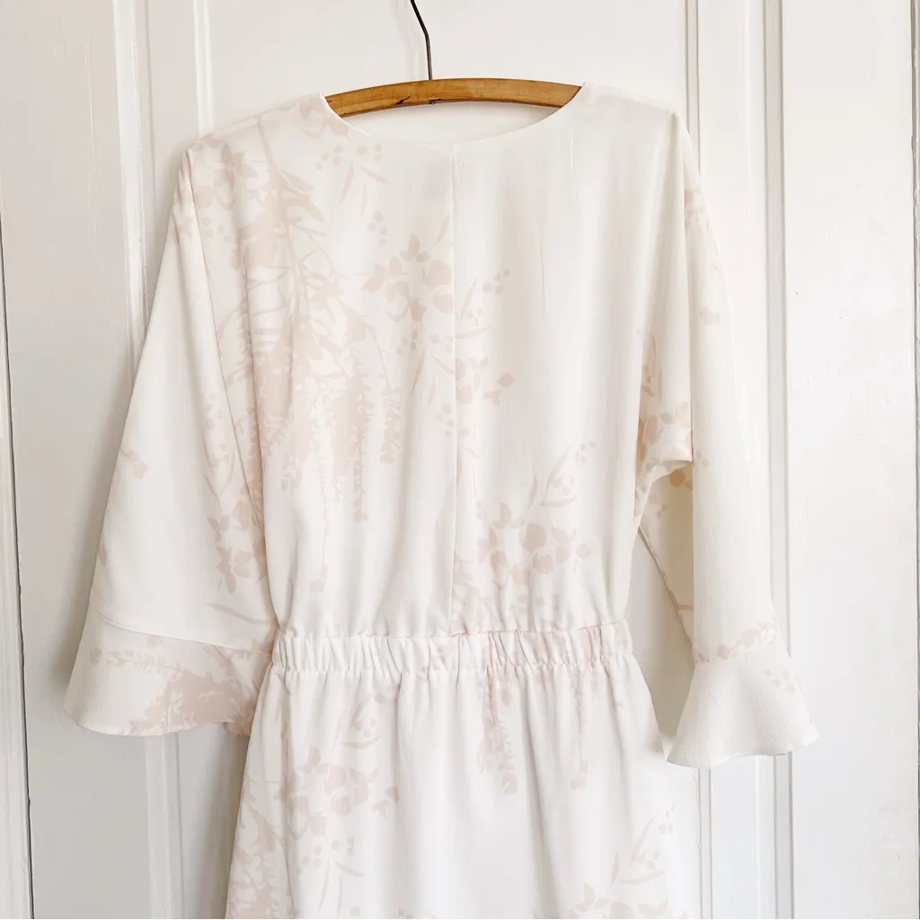 SABO • front cutout mini dress summer tie bust cream floral ruffle wrap - Image 10