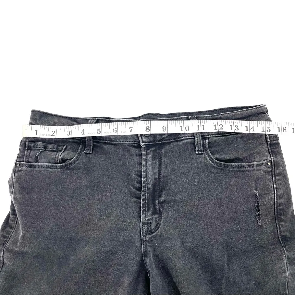 OLD NAVY High-Waisted Black Gray Wash Distressed Rockstar Super-Skinny Jeans - Image 12