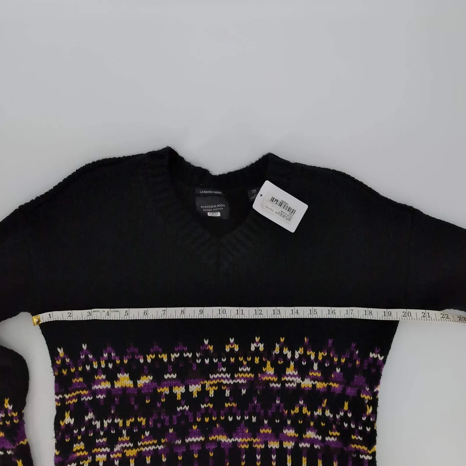 Scotch & Soda La Bande Maison Black Purple Fair Isle Wool Blend Sweater - Size S - Image 9