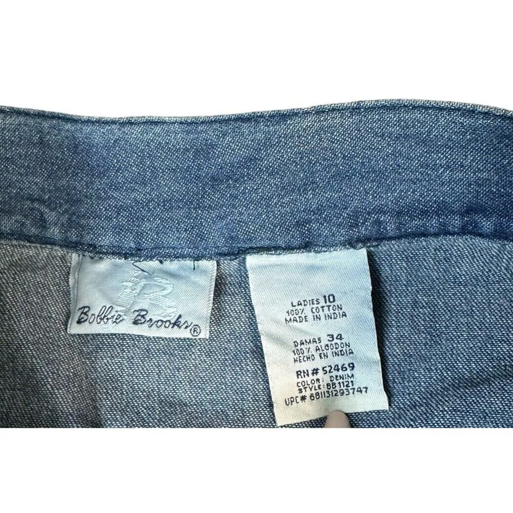 Vtg Bobbie Brooks Ankle Length Denim Jean Skirt Button Front A-Line Pockets 10 - Image 6