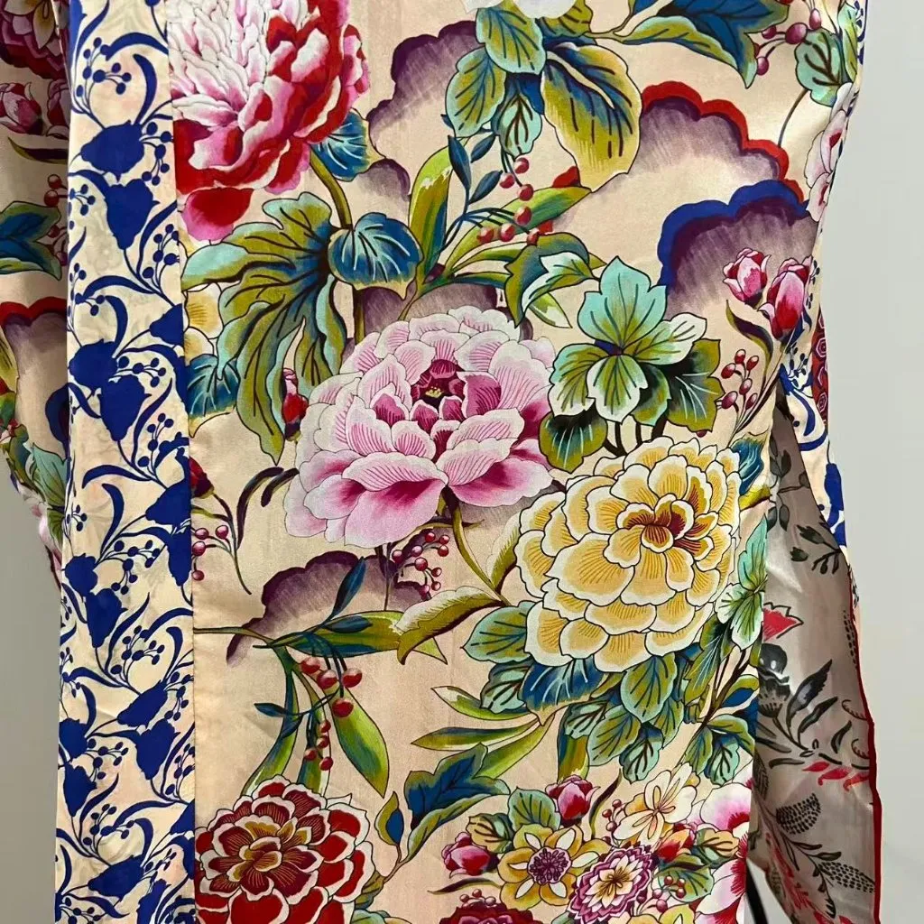 NWOT Johnny Was Silk KIMONO Floral Coat Yellow Pink Multi Jacket Sz S - Image 11