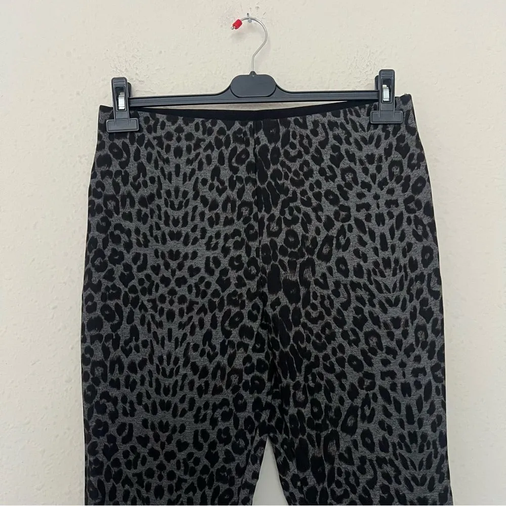 Boston Proper Leopard Animal Print Ponte Pull on Pants Size Medium Gray Black - Image 5