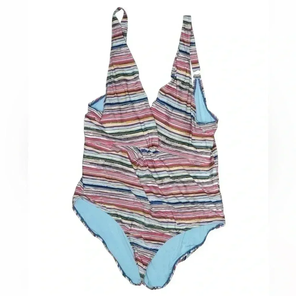 Anne Cole | One-Piece Striped Coastal Beach Pool Padded Cups Swimsuit Size 14 - Image 2