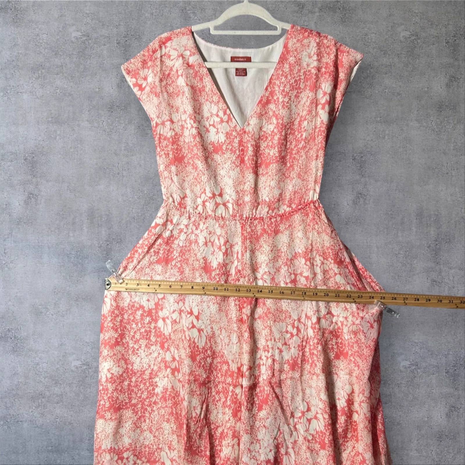 Sundance‎ Silk Dress Womens 6 Floral Print V Neck Handkerchief Hem Summer Boho - Image 10