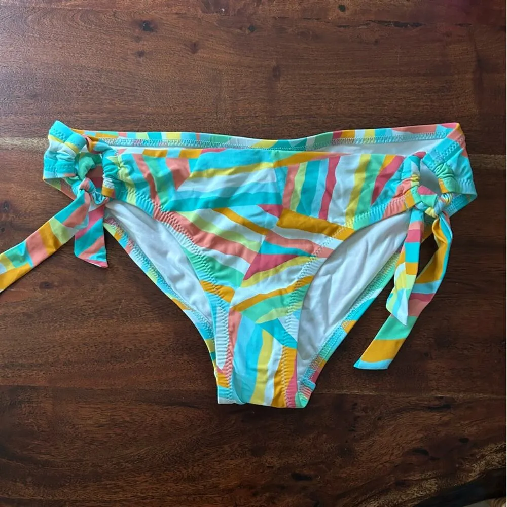Helen‎ Jon Soft Tie Tunnel Hipster Beach Cabana Bikini Swim Bottoms NEW Size XS Blue - Image 3