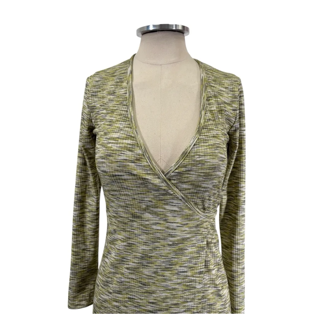 LISA SAYS GAH Lucille Wrap Dress Honeydew Space Knit Size XS - Image 8