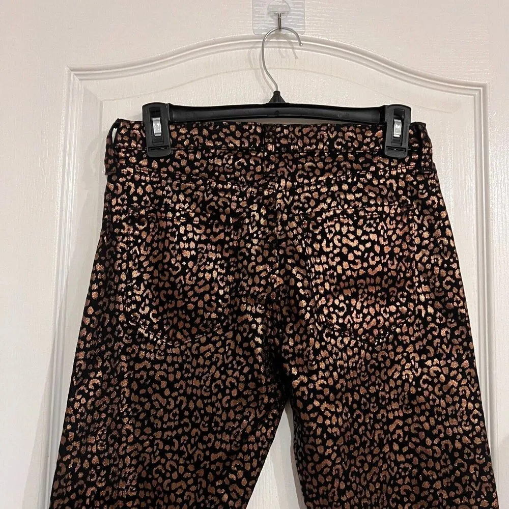 Banana Republic Womens Metallic Animal Print Mid Rise Skinny Pants Brown Size 26 - Image 10