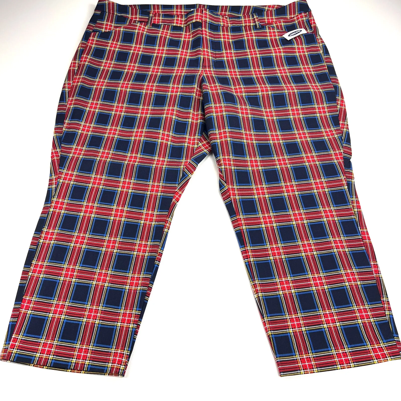 Old Navy Pixie High Rise Tartan Plaid Ankle Pants Red Navy NEW Size 26 Plus Blue - Image 14