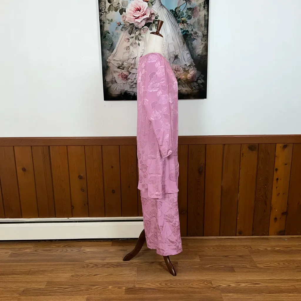 Elegant *New* Vintage 1980s/90s Miss Elliette Embossed Mother of the Bride Dress Pink Size 14 - Image 4