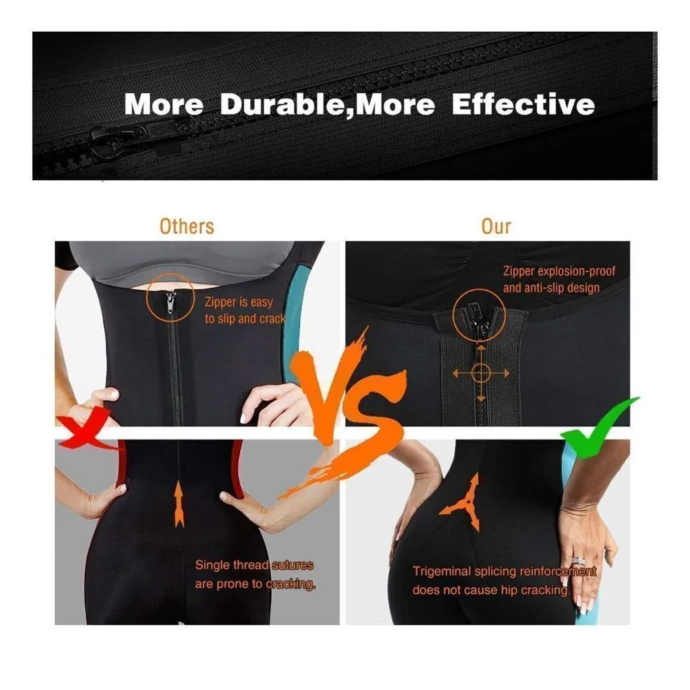 NEW Full Neoprene Sauna Suit Trainer Bodysuit Slimming Shapewear XS Black Size M - Image 5