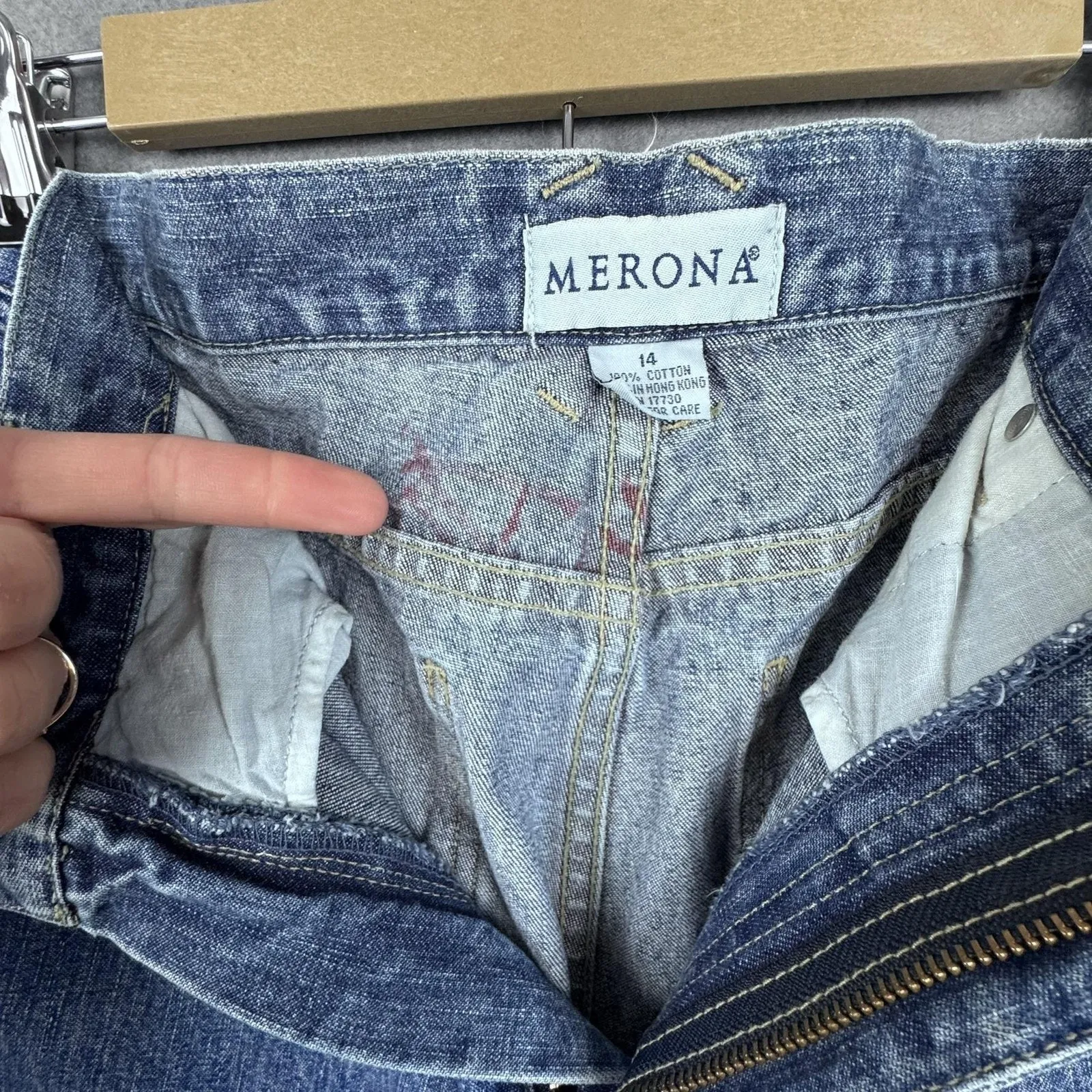 Vintage Merona Jeans Womens 12* Blue High Rise Tapered Leg Mom Back Cinch 90s - Image 8