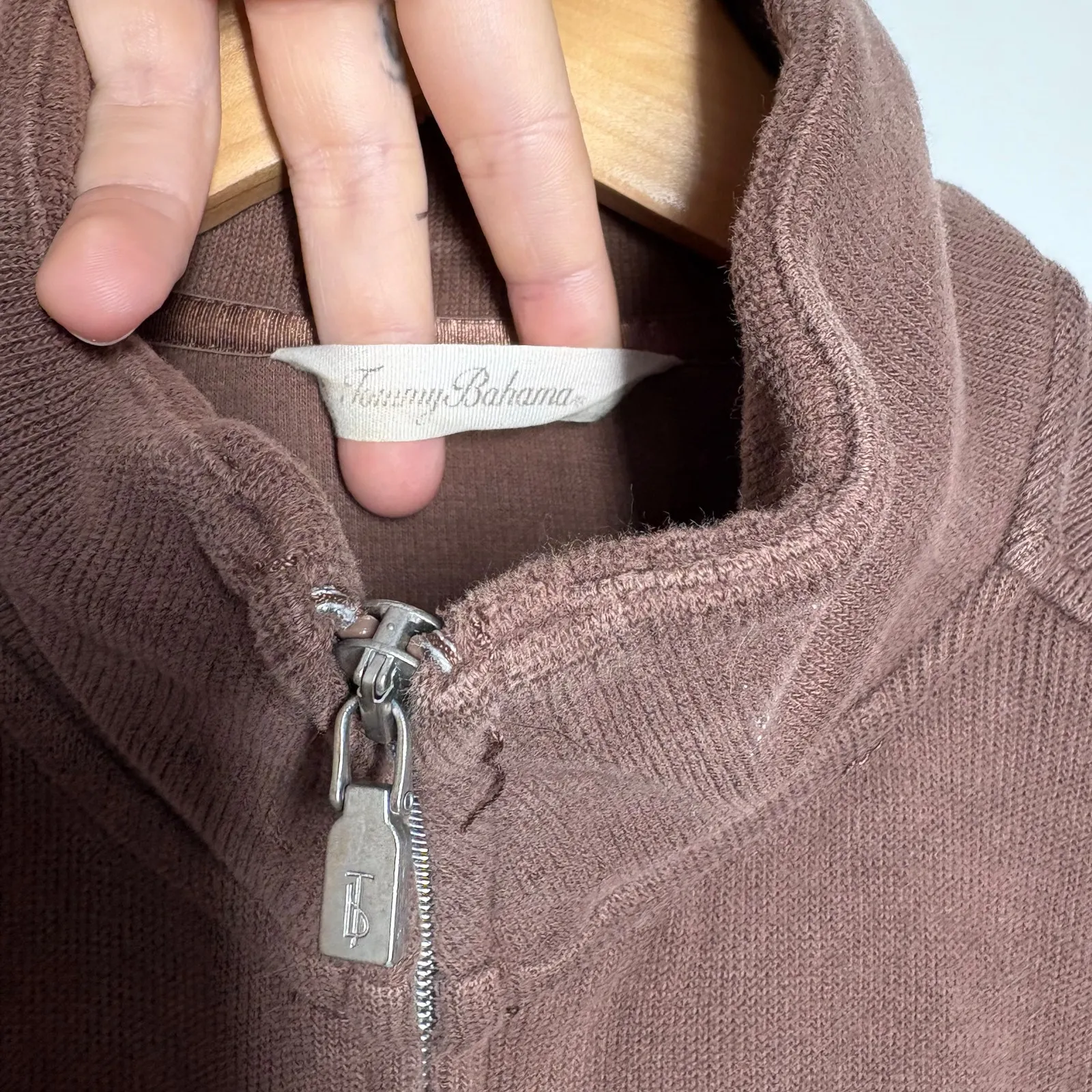 Tommy Bahama Jacket Women L Brown Full Zip Sweatshirt Casual Minimalist Neutral - Image 4