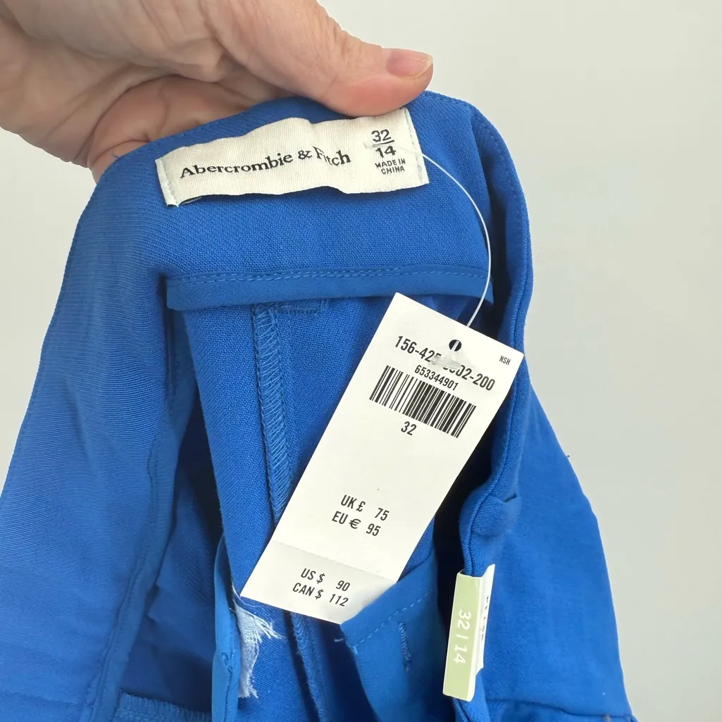 Abercrombie & Fitch Women's NWT Blue Sloan
Pleated Wide Leg Trouser Pants SZ 14 - Image 3