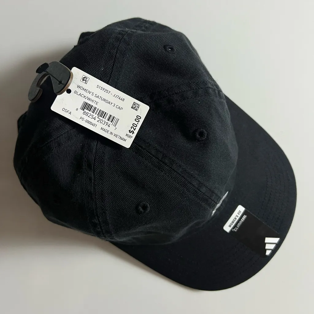NWT Adidas Saturday 3 Cap, Black/White, Size OSFA - Image 4