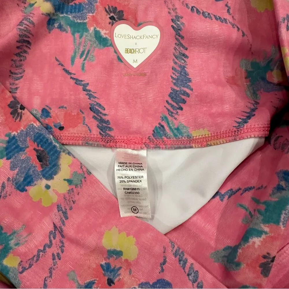 LoveShackFancy X Beach Riot Pink Floral Leggings M - Image 9