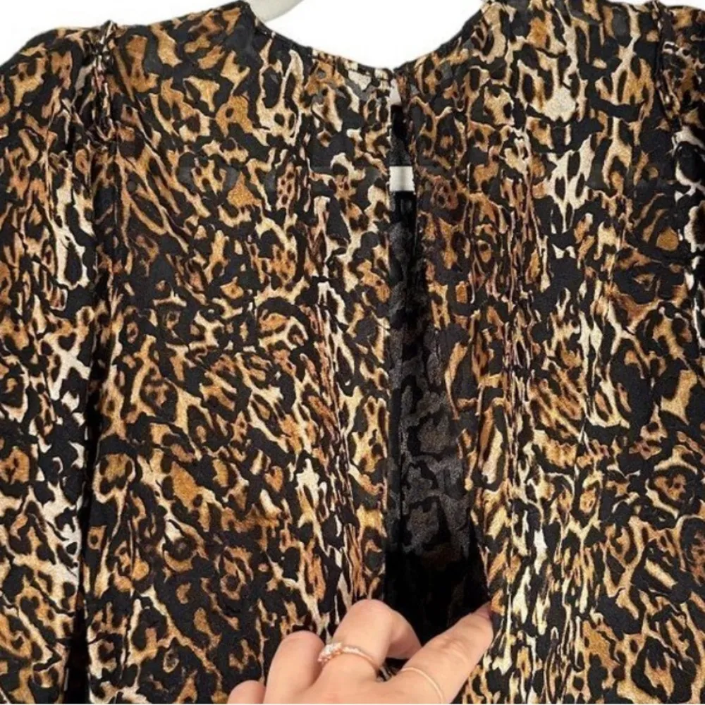 Ronny Kobo Chiara Velvet Animal Print Blouse Size XS Black - Image 12