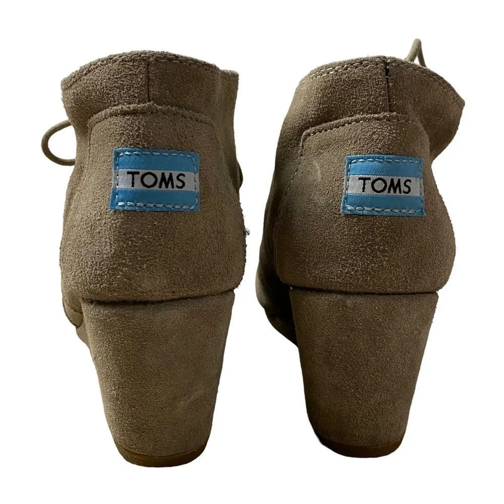 TOMS Women’s 5.5 Gray Drawstring Wedge Desert Shoes Ankle Bootie - Image 5