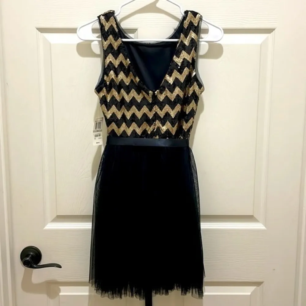 B Darlin Black and Gold Sequin Dress - NWT - Image 3
