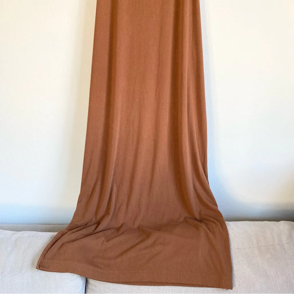 Banana Republic Heavyweight Ribbed Midi Dress Brownie Batter Medium Like New - Image 6