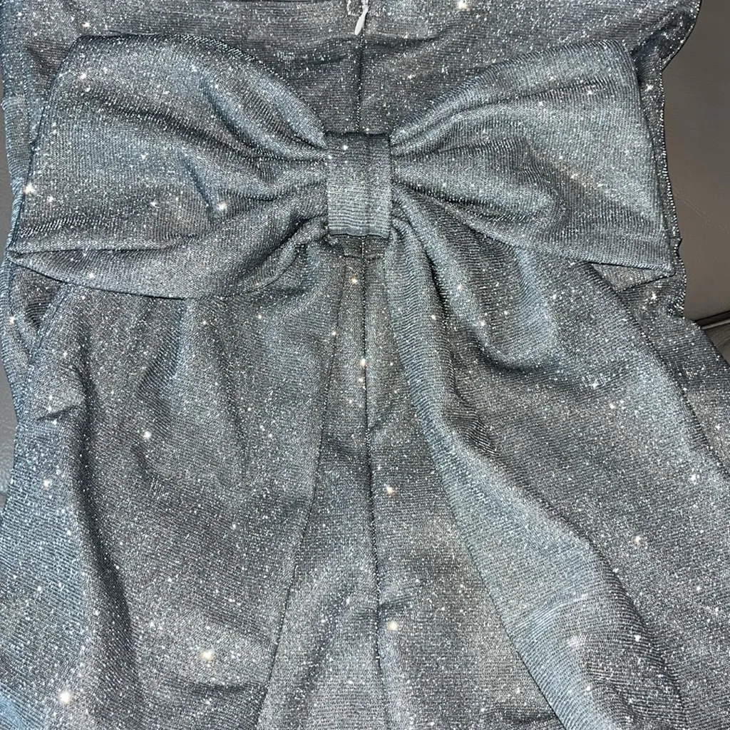 Silver Sparkly big back Bow Tube Dress coquette, Glam Romance - Image 8