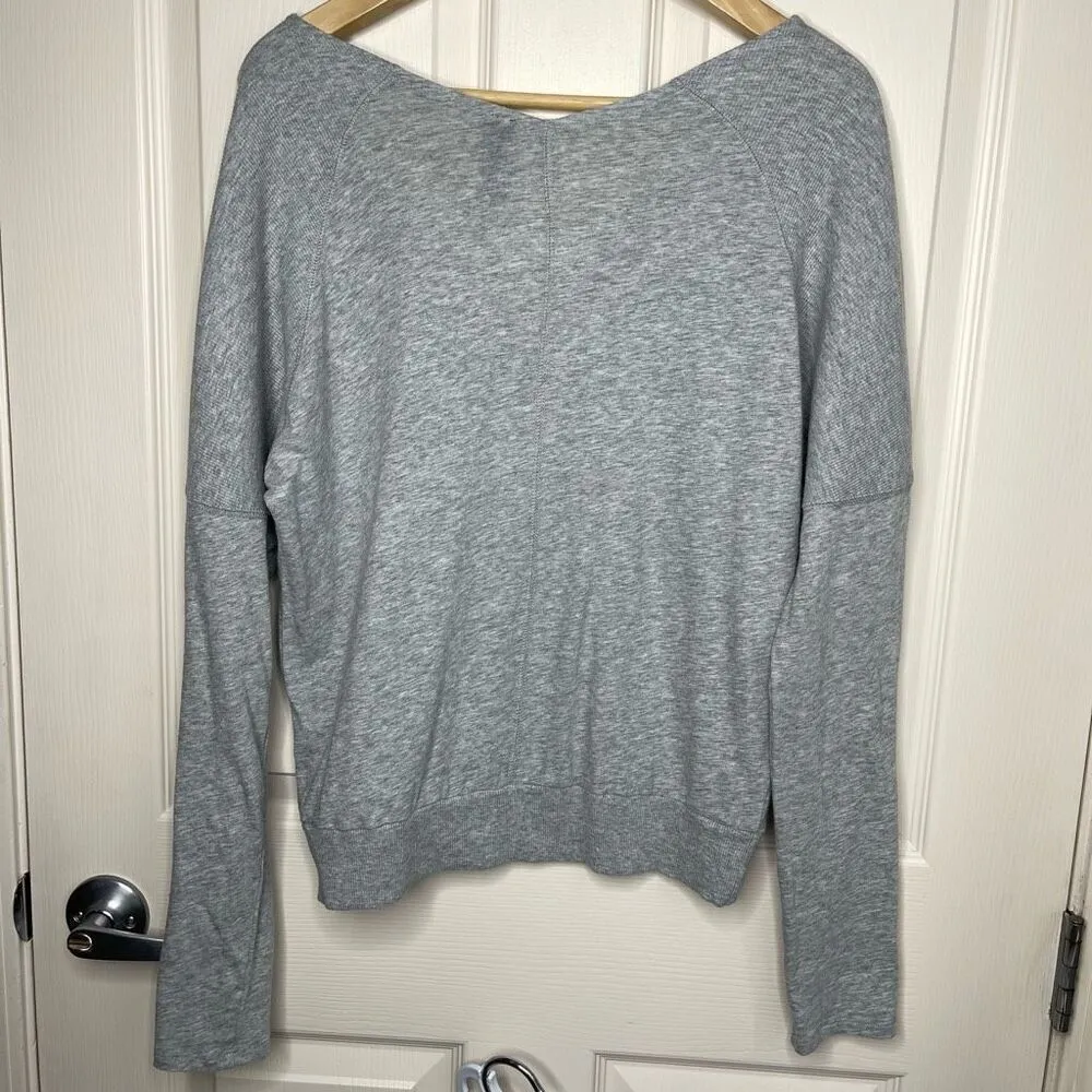 Bobi Los Angeles V Neck Long Sleeve Tee (Heather Gray) - Medium - Image 6