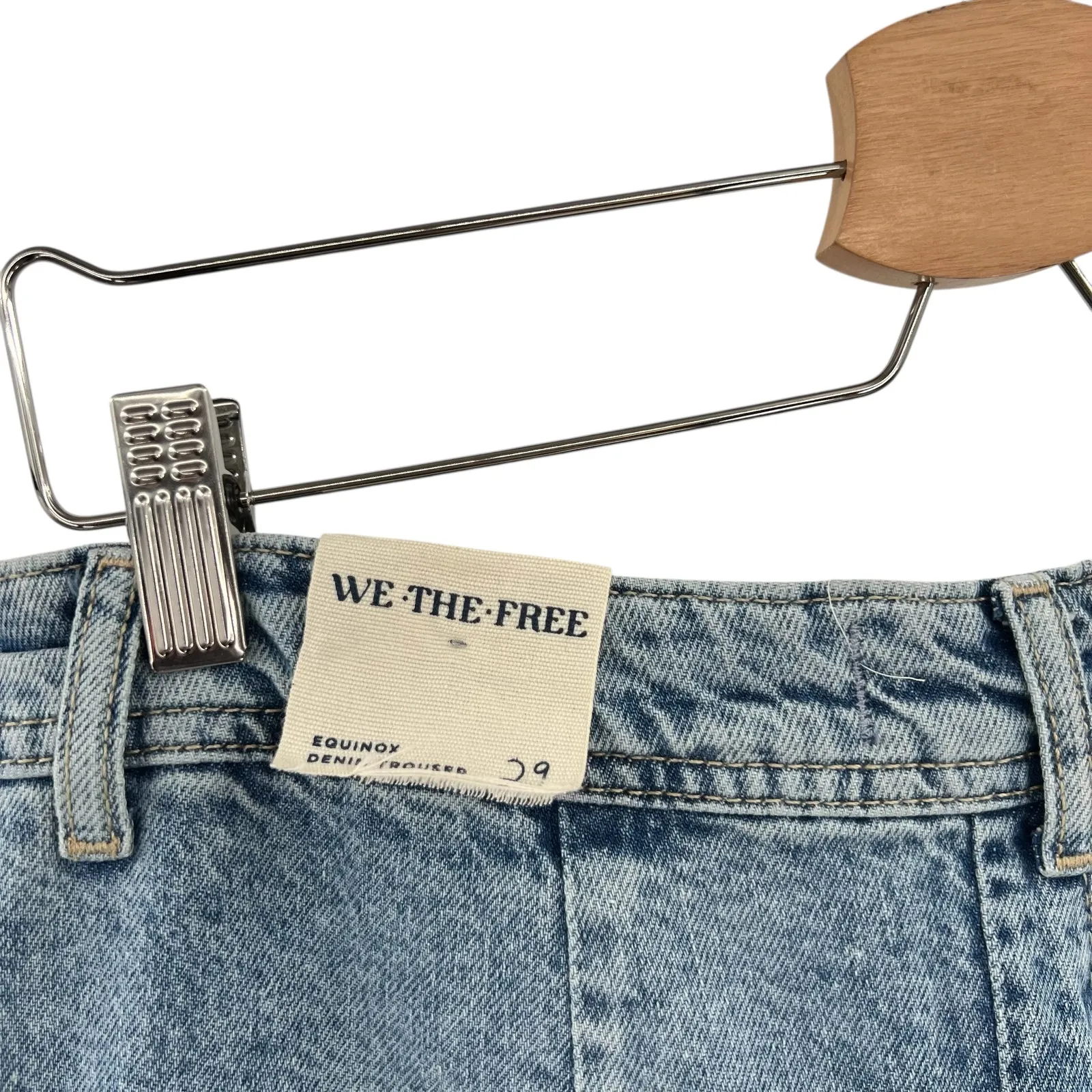 Free People Equinox Denim Trouser Jeans Pants Wide Leg Blue Size 29 - Image 13