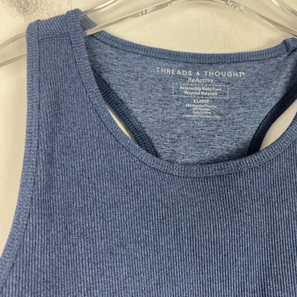 NWT Threads 4 Thought ReActive Kensi Rib Sports Bra Heather Chambray Size XL NEW - Image 3