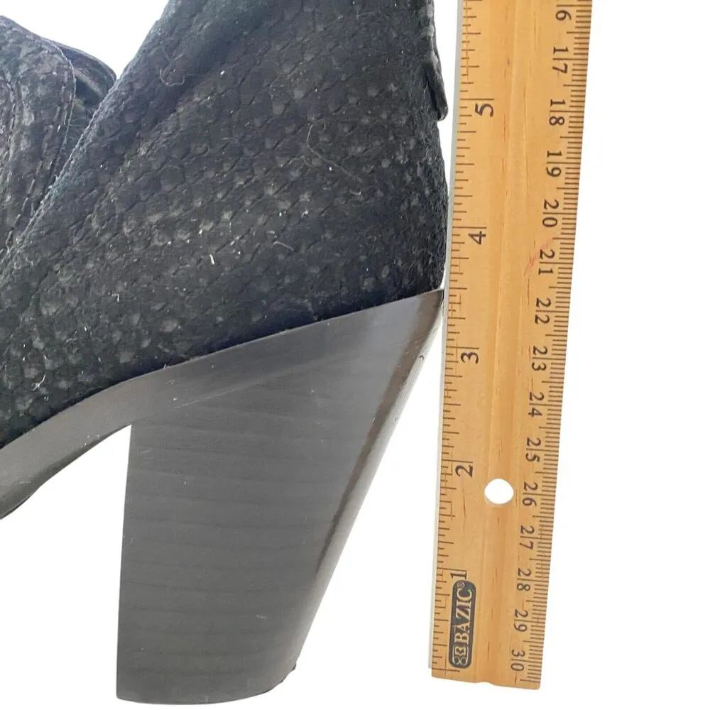 JEFFREY CAMPBELL Rosee Bootie Black Suede Leather Stacked Heel Bootie Women's 10 - Image 11