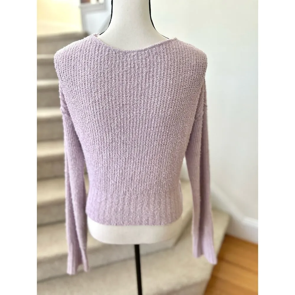 Free People Lilac Purple Nubby Wrap Sweater - Image 4