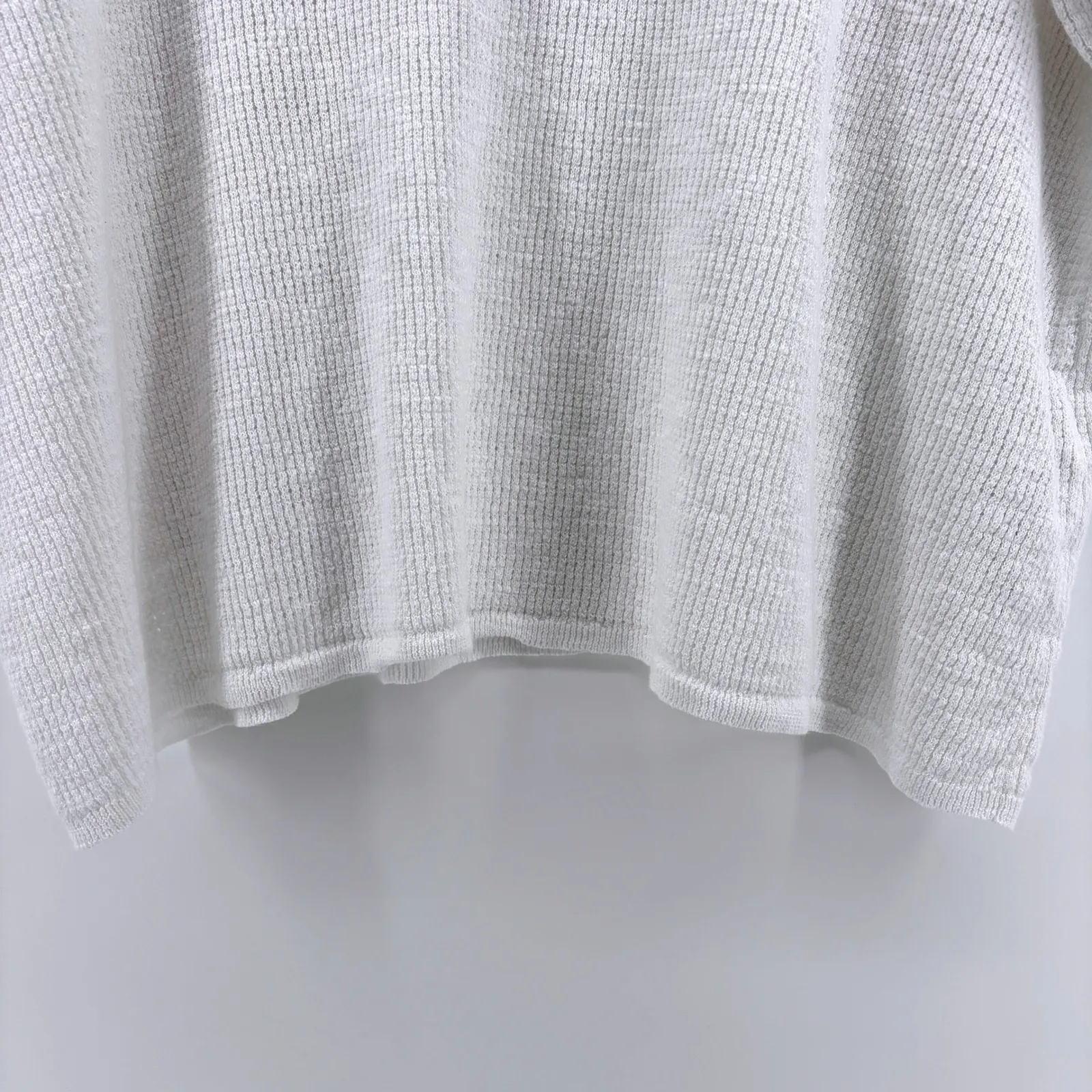 Eileen Fisher White Organic Linen Cotton Knit Short Sleeve Sweater Large Capsule - Image 5