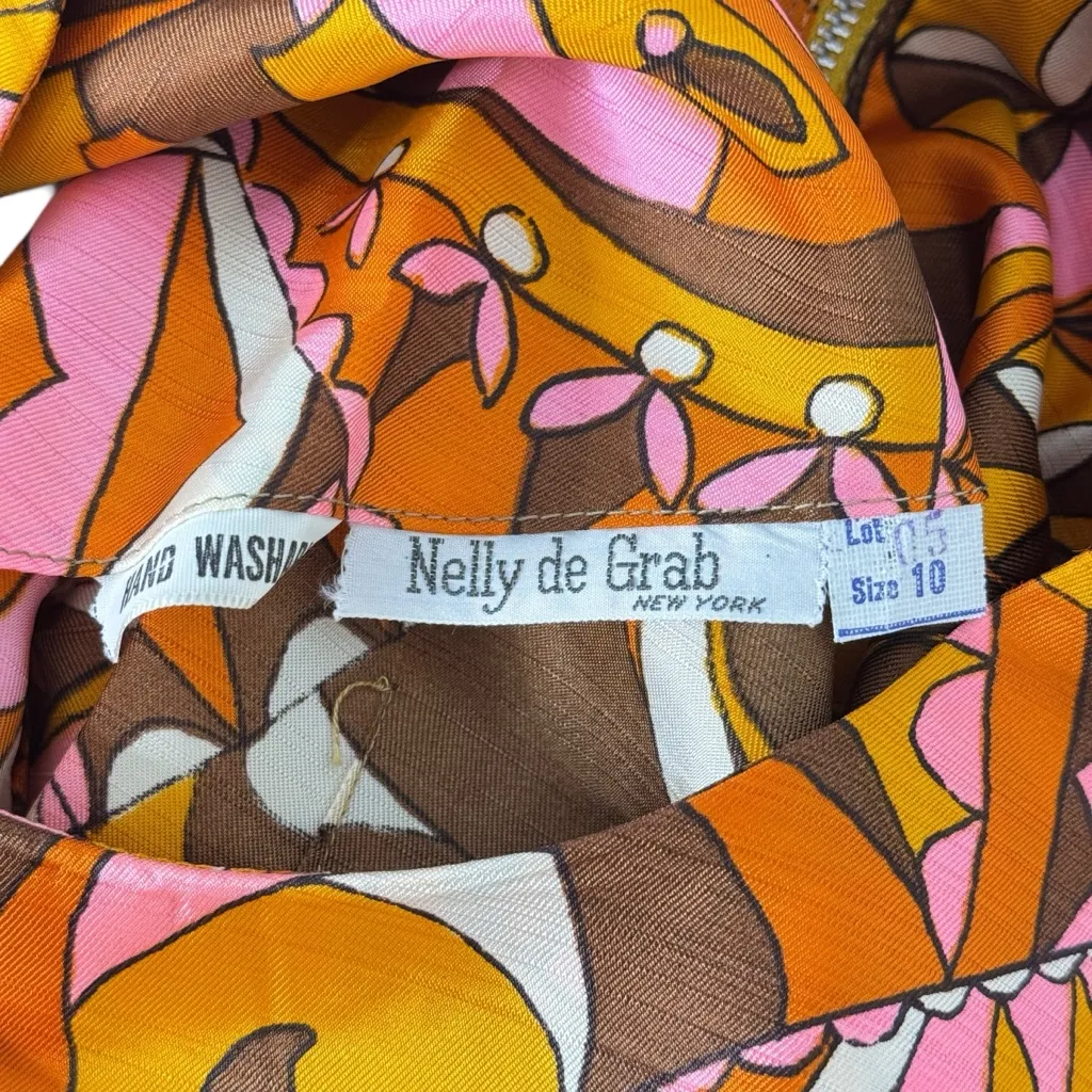 Vintage Nelly De Grab New York 60s Psychedelic Print Dress Orange Size 6 - Image 5