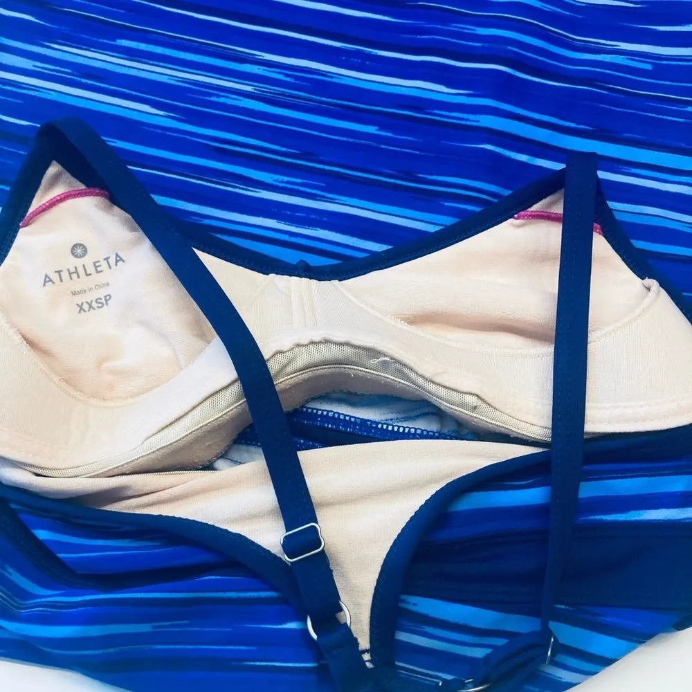 Athleta 984279 Printed Shorebreak‎ Swim Dress Blue UPF 50+ Petite Size XXSP - Image 9