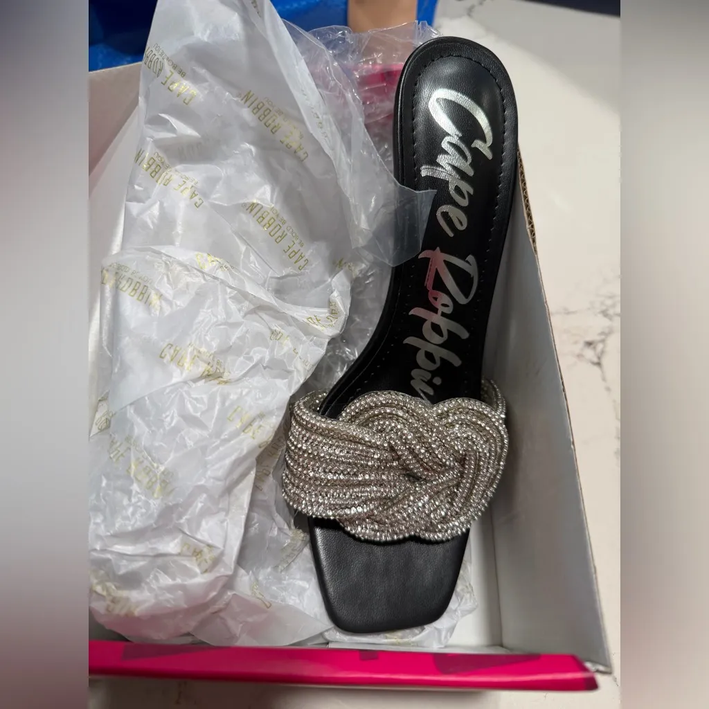 NEW Cape Robbin Stiletto Heels Rhinestone-Embellished Knot & Open Toe (Flynn) 7 - Image 3